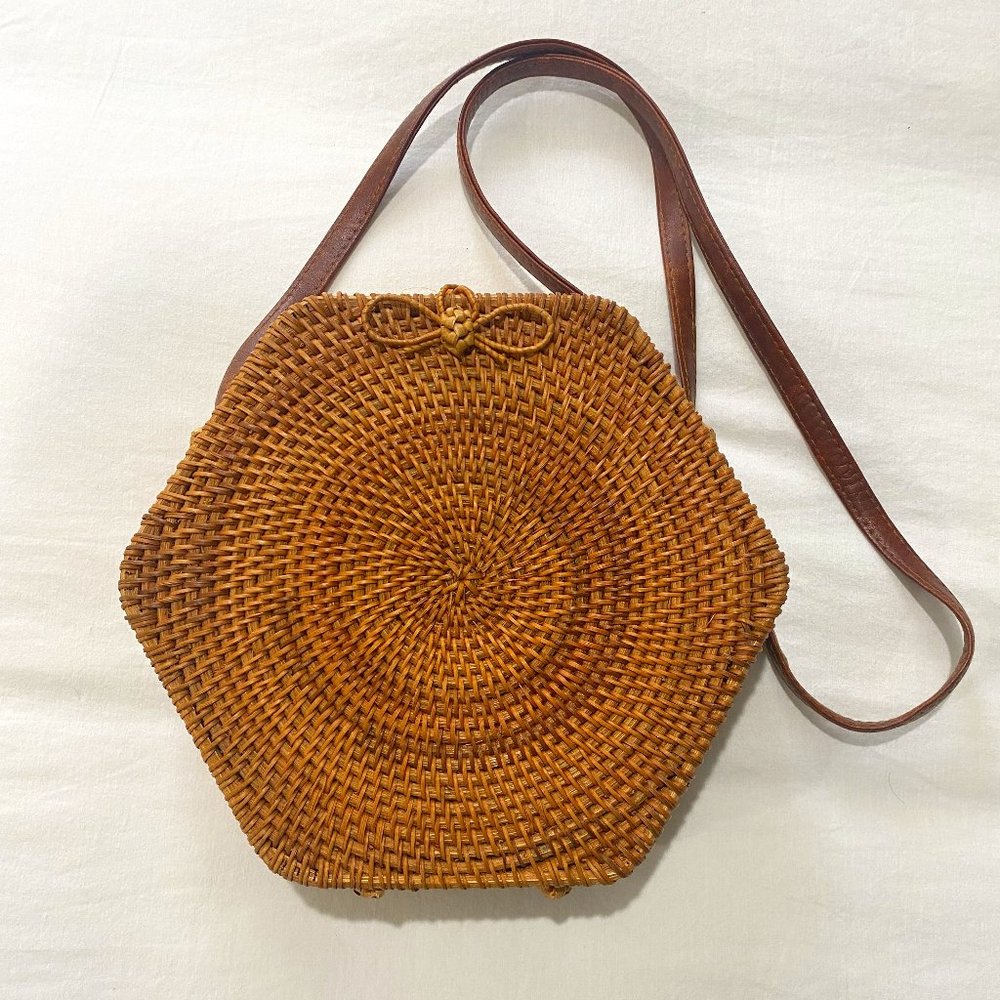 Handwoven Rattan Hexagon Bag